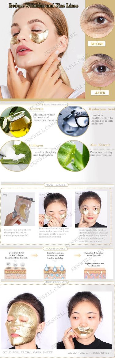 gold foil eye mask details gold foil eye mask details